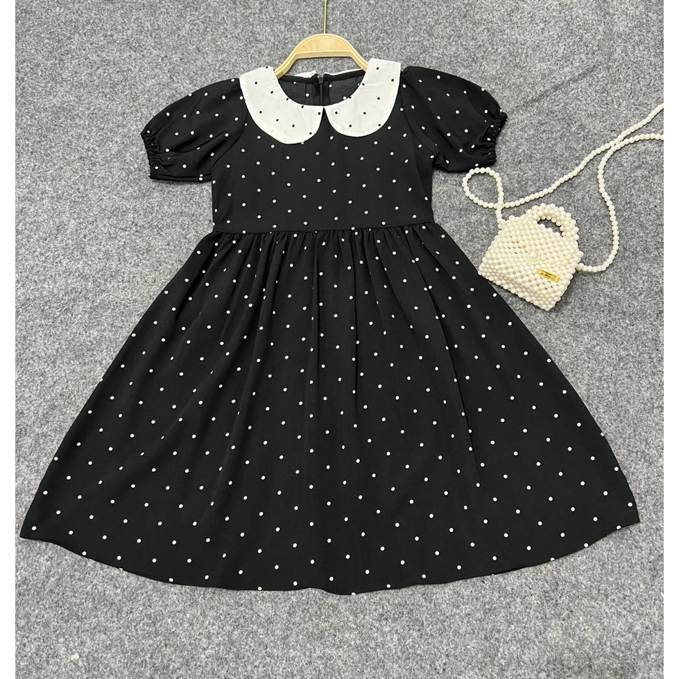 Jimmedy.id - Dress Anak Perempuan Polkadot Bahan Woolpeach Untuk Anak Usia 3-9 Tahun