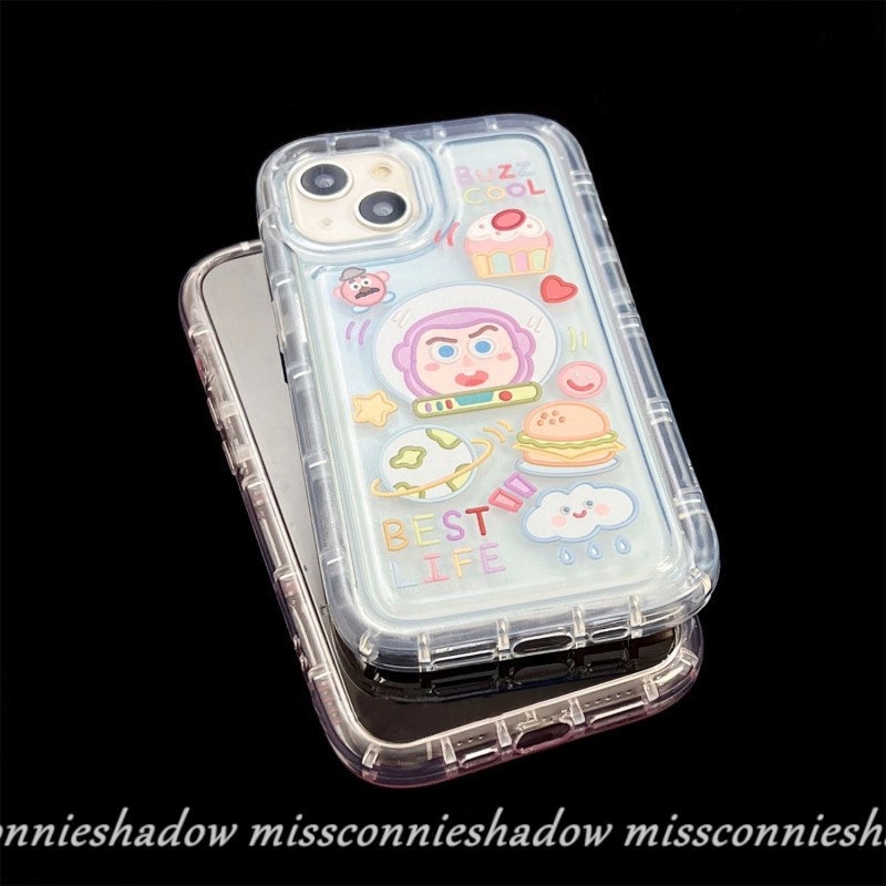 IPHONE Casing Kompatibel Untuk Iphone11 14 13 12 Pro Max7 8 6 6S Plus XR X XS MAX Shockproof Airbag Kartun Stiker Lucu Toy Story Alien Buzz Lightyear Casing Ponsel TPU Lembut Transparan