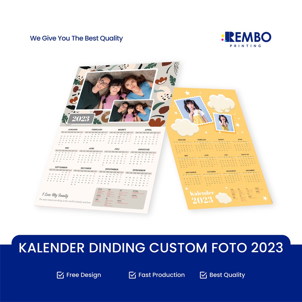 Kalender Dinding Custom Foto 2023 / Cetak Kalender Dinding Foto