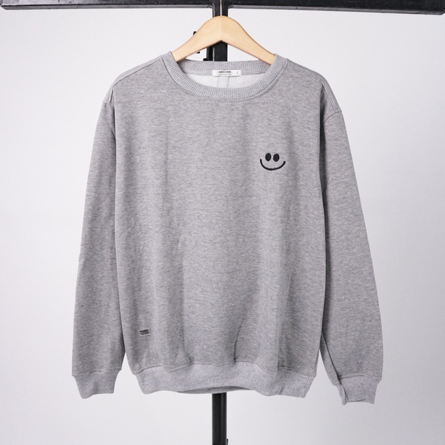 Parisdivarious Sweater Hoodie Sweatshirt Crewneck Smile Titik (Bordir) Bahan Fleece Size S - XXL (Pria &amp; Wanita)