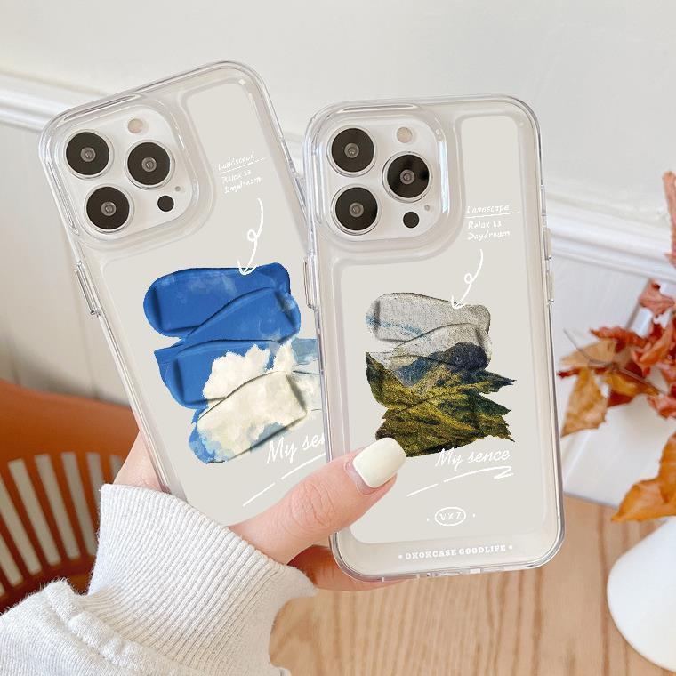 IPHONE Mountain Soft Phone Case Kompatibel Untuk Iphone14 13 12 11 Pro XS Max X XR Casing Transparan Shockproof7 8 6 6S Plus TPU Cover