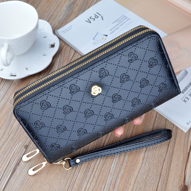 DOMPET PANJANG WANITA JAELINA IMPORT 2 RESLETING KULIT HITAM MUAT HP BRANDED PREMIUM TALI FASHION PENDEK REMAJA KEKINIAN KARTU UANG KOIN KOREA BATAM WA625B5 CASUAL SIMPLE