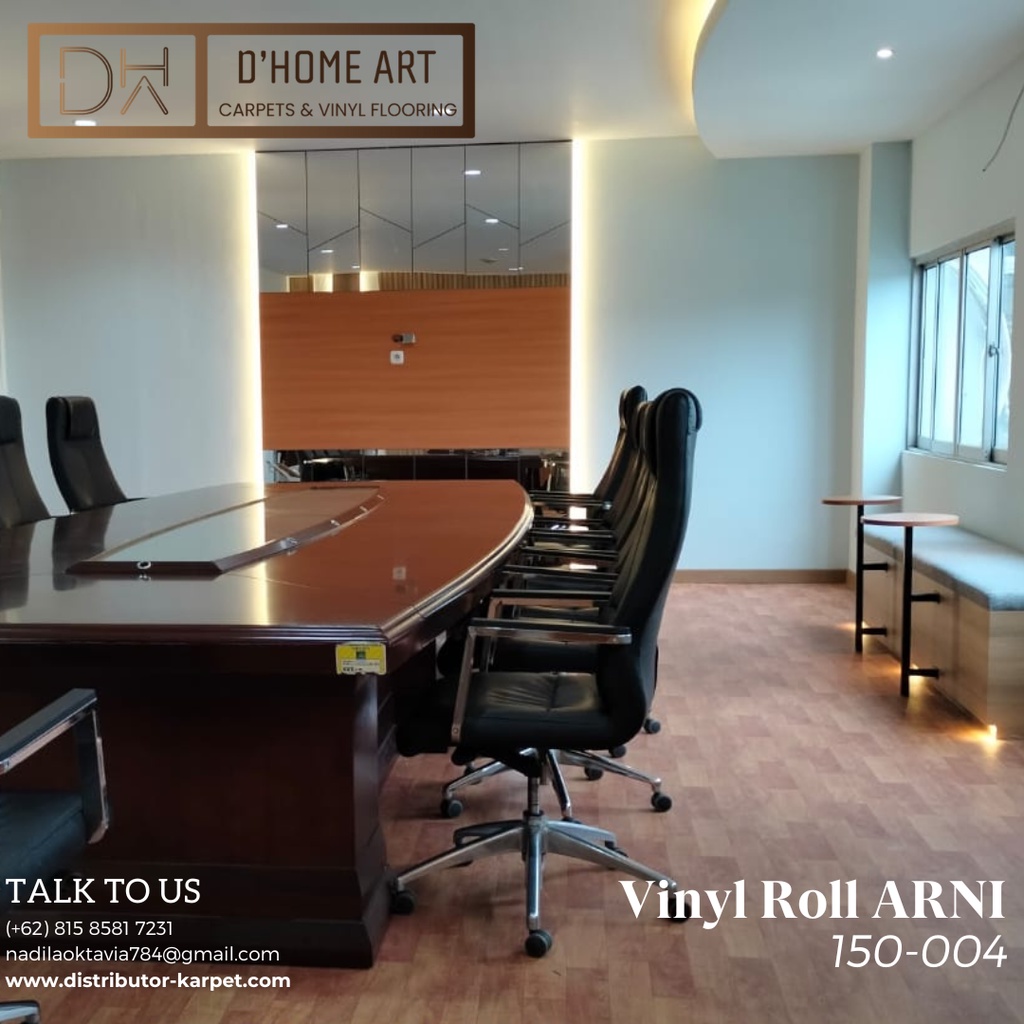 Lantai Vinyl Roll Korea Motif Kayu Anti Rayap Tebal 1.2mm