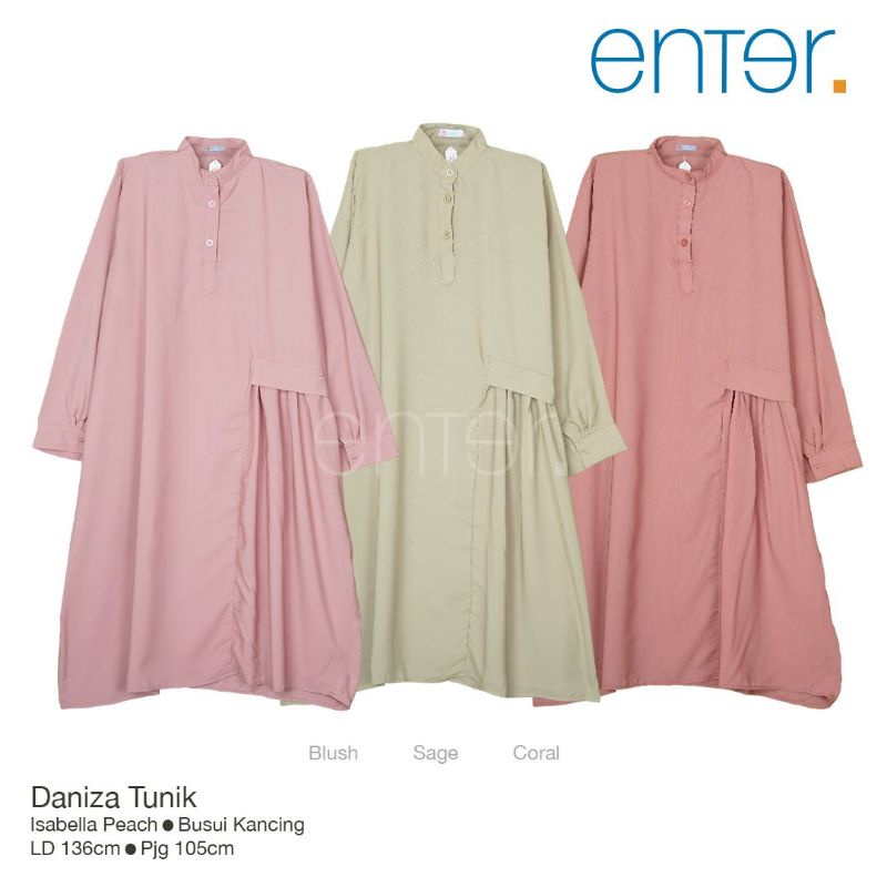 Atasan Wanita LD 136 XXXL Daniza Tunik Syafi Ori Enter Super Jumbo Terbaru Isabella Peach Polos Blou