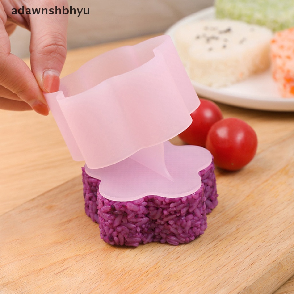 Adawnshbhyu Alat Bento Makanan Anak DIY Sushi Mold Triangle Love Plum Blossom Bear Rice Ball Mold Anti Lengket Kitchen Sushi Making Kit Seaweed Press Device Mold Bento Sushi Tools