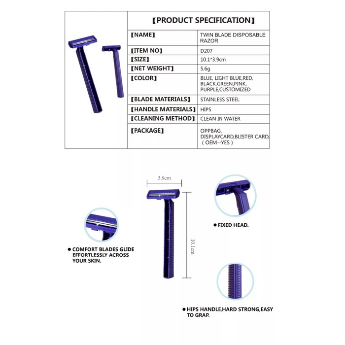 MS - Vibox VC-868 Pencukur Flexi Razor Pisau 2 Mata Alat Cukur Jenggot Kumis Ketiak Bulu Kaki Dll