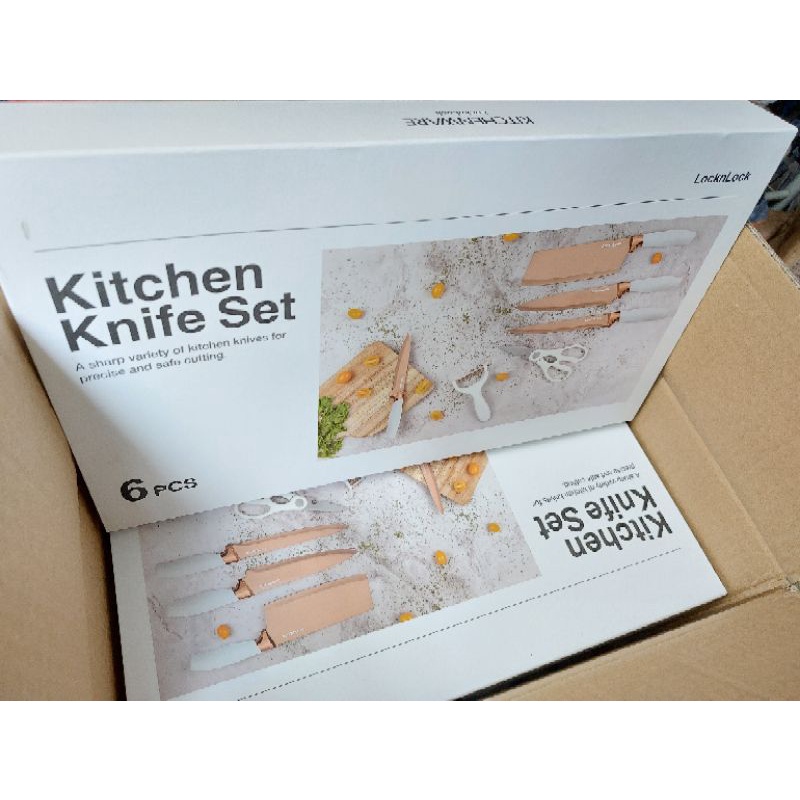 kitchen knife set pisau rose gold lock n lock