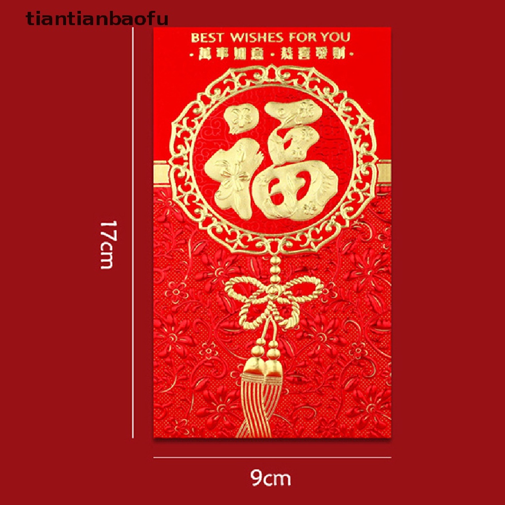 [tiantianbaofu] 6pcs Amplop Merah Imlek 2022tahun Tahun Paket Merah New Year Festival Musim Semi Kelinci FU Kantong Uang Hongbao Merah Hadiah Amplop Butik