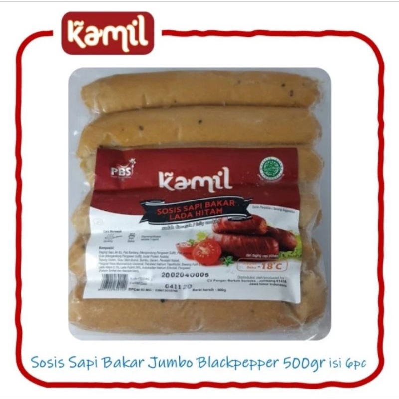 Kamil Sosis Sapi Bakar Lada Hitam isi 6 Pcs 500 Gr