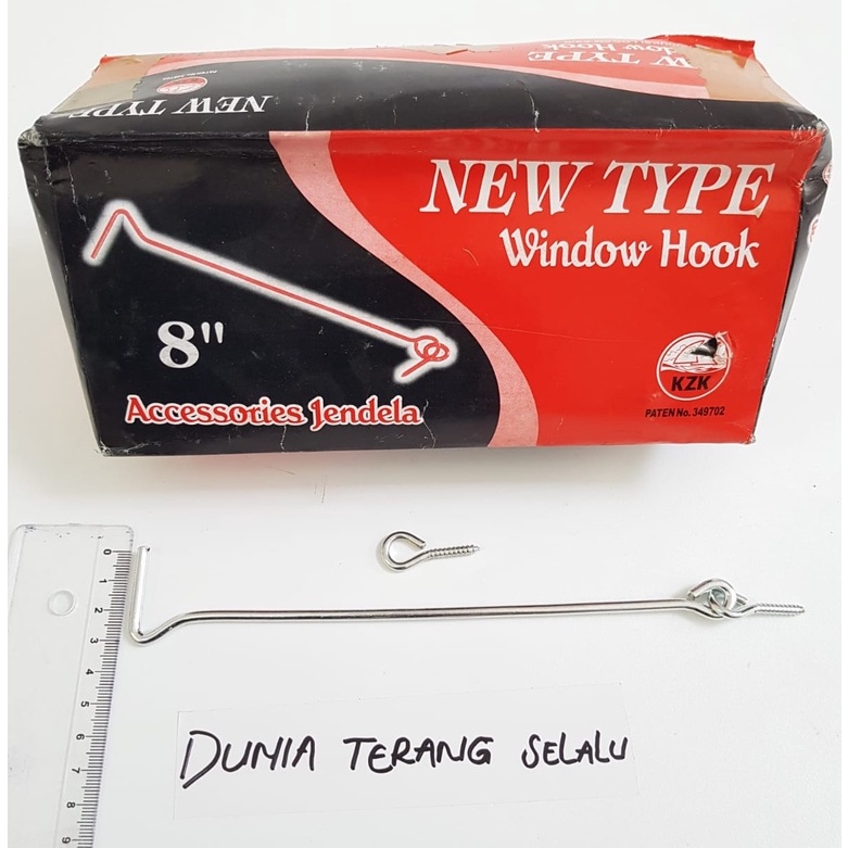 Hak Angin Jendela KZK 6 in 8 in 10 in 12 in Putih Crom - Cantolan Penahan Cendela - New Type Window Hook - Accessories Jendela KZK