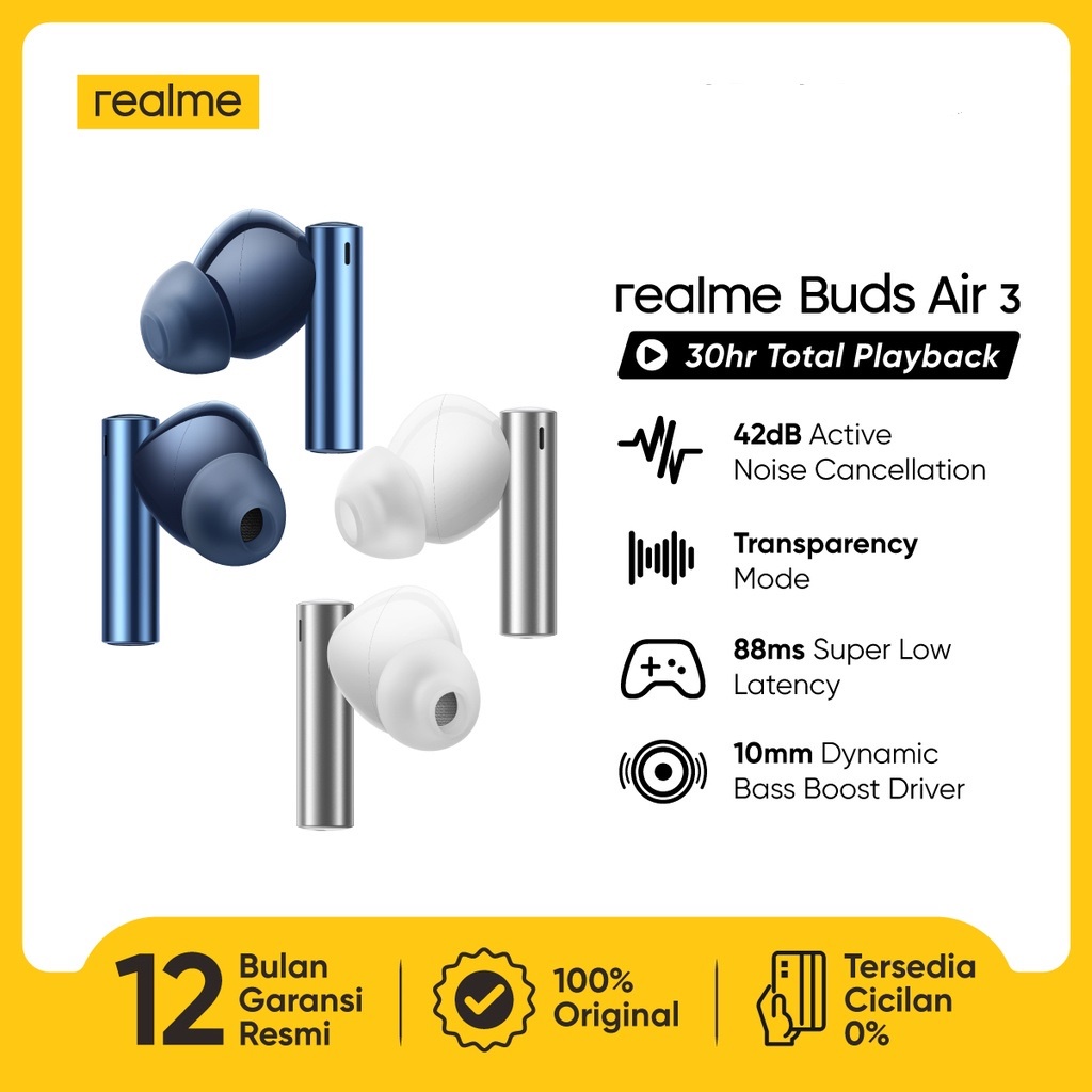 HEADSET BLUETOOTH TWS REALME BUDS AIR 3 EARBUDS RESMI