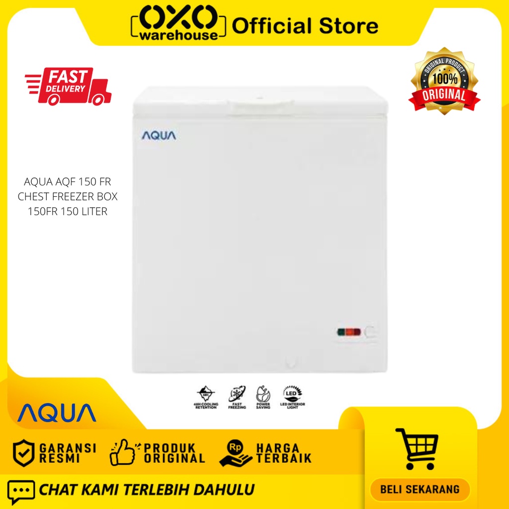 AQUA Chest Freezer AQF 150 FR Box  Lemari Es150 L Low Watt Garansi Resmi