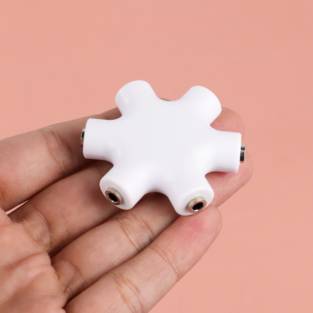 Adaptor Jack 6 Way Ports Male to 5 Female Audio Earphone 3.5mm Jack Splitter Adaptor - JLT108 - White