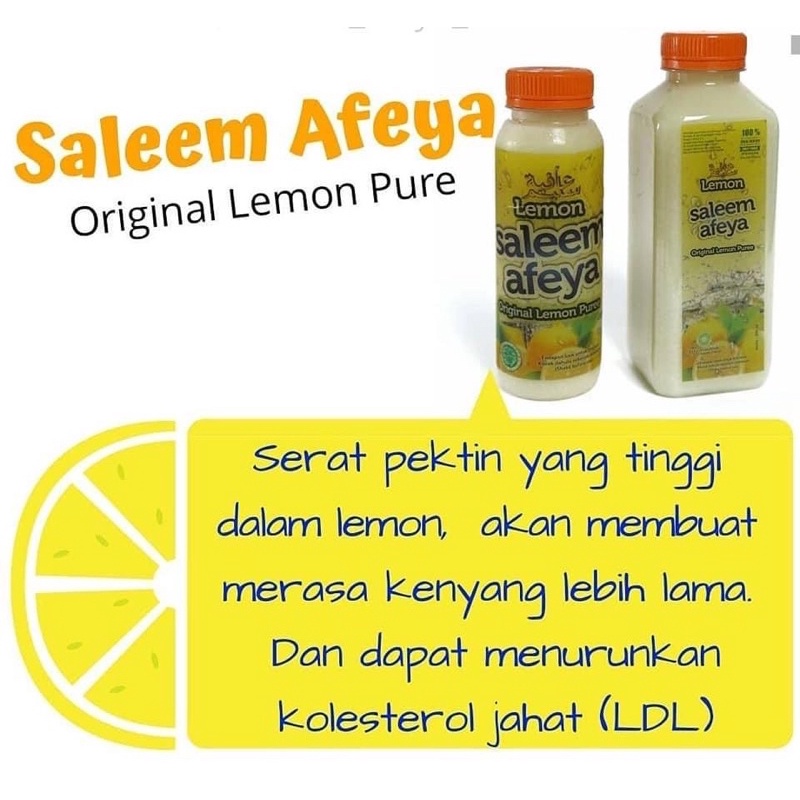 

LEMON SALEEM AFEYA ORIGINAL 100% SARI LEMON TANPA CAMPURAN AIR SIZE 500ml dan 250ml / SALEEM AFEYA