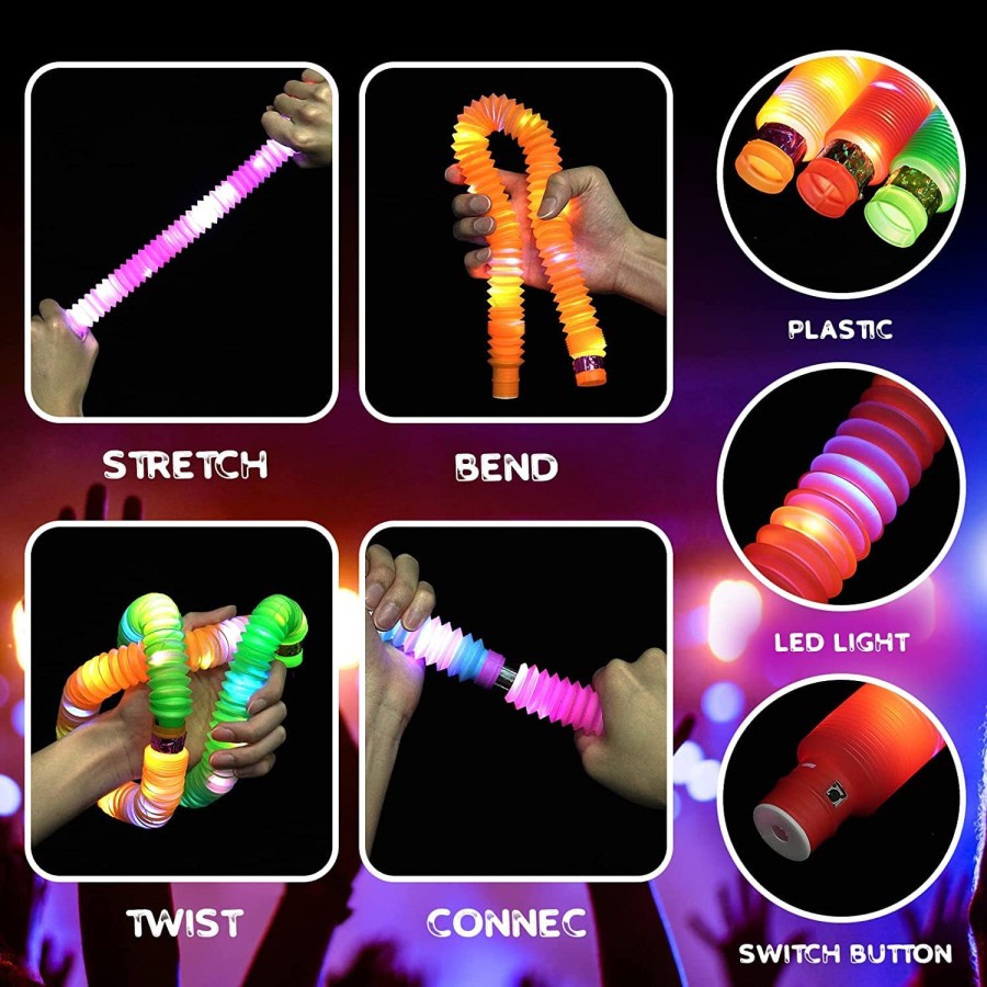 light up pop tubes pipes mainan Anak Pipa Stick Tarik Glow Lampu LED