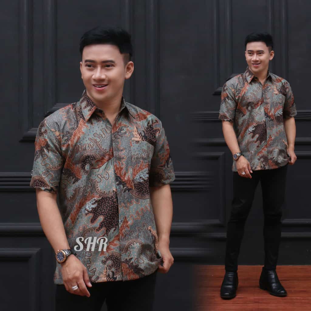BATIK PRIA LENGEN PENDEK PREMIUM/ HEM BATIK PEKALONGAN