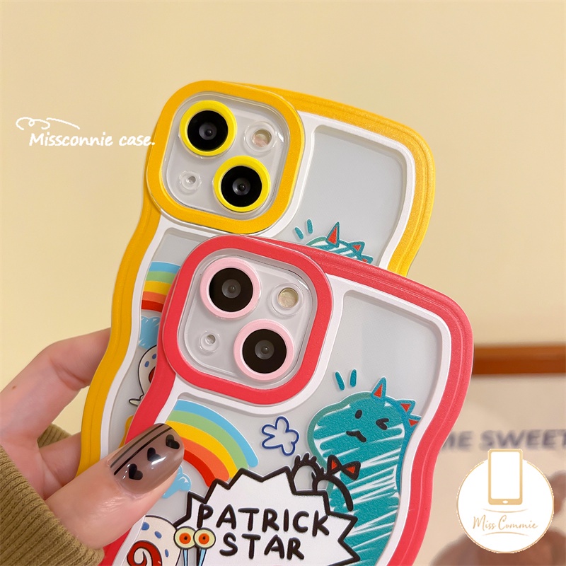 IPHONE Couple Soft Phone Case Kompatibel Untuk Iphone11 14 13 12 Pro Max 6 6s 8 7 Plus 14Plus XR X XS Max SE 2020kartun Lucu Kartun SpongeBob Patrick Star Dinosaurus Wavy Edge Back Cover