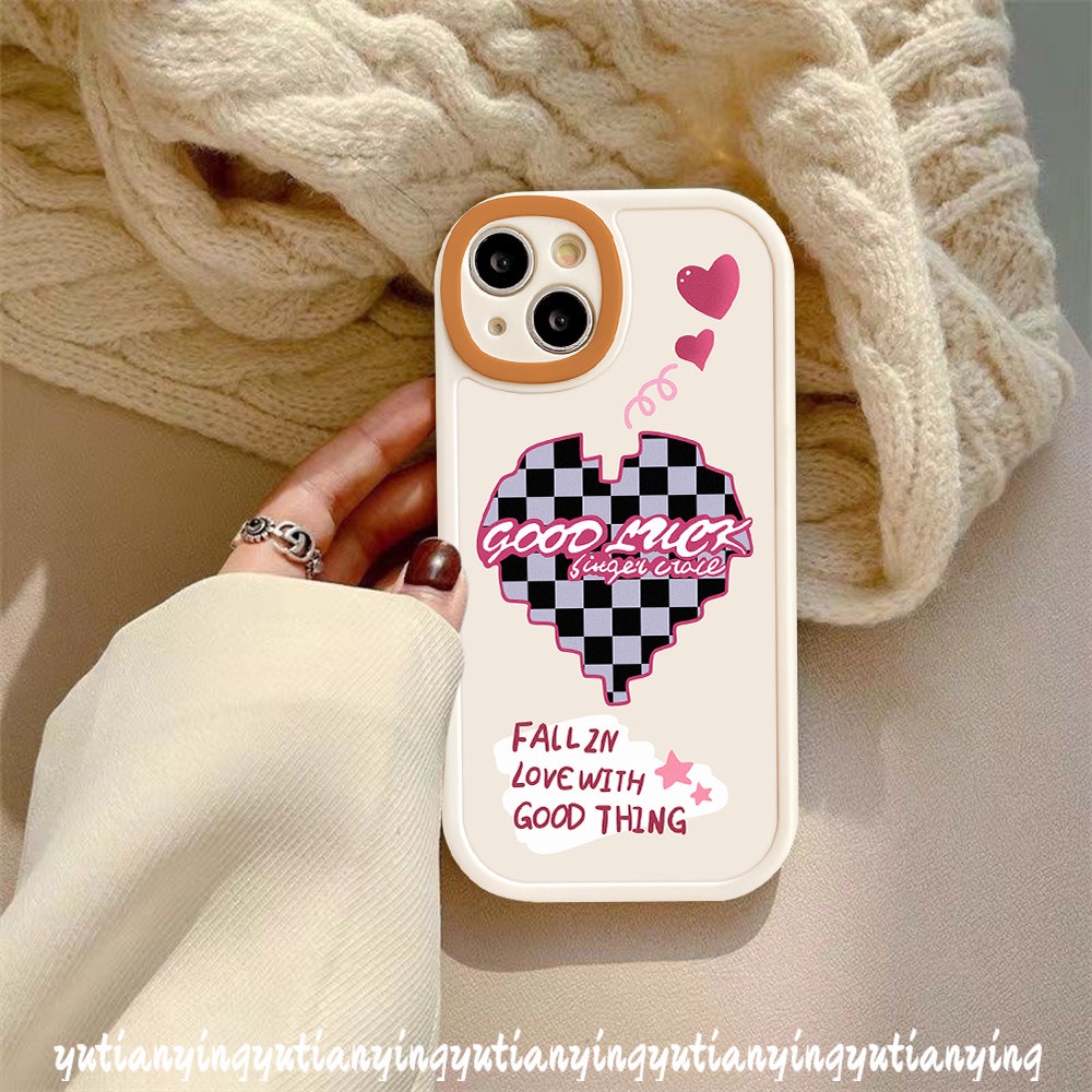 IPHONE Casing Papan Catur Smile Love Hati Lucu Kompatibel Untuk Iphone11 12 14 13 Pro Max7 8 6 6s Plus XR 14plus X XS MAX Se2020Couple Case Soft TPU Back Cover