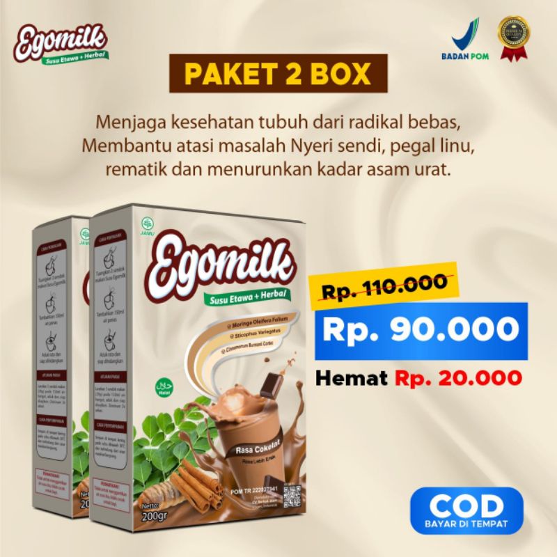 

1 PAKET ISI 2 KOTAK Egomilk Susu Kambing Etawa Extra Gamat Daun Kelor Kayu Manis Bantu Atasi Masalah Tulang 200 gram