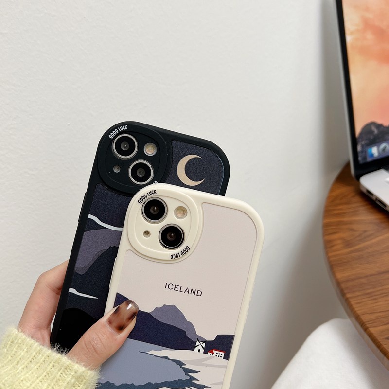 Couples Black Peak Moon Soft Case Realme C1 C2 5S 5i 6 7i 8i 8 Pro 9i C11 C20 C12 C15 C17 C21Y C25Y C35 RENO 4F 5 6 7Z Black Silicone Case for Girl Women Gifts Baolongwish