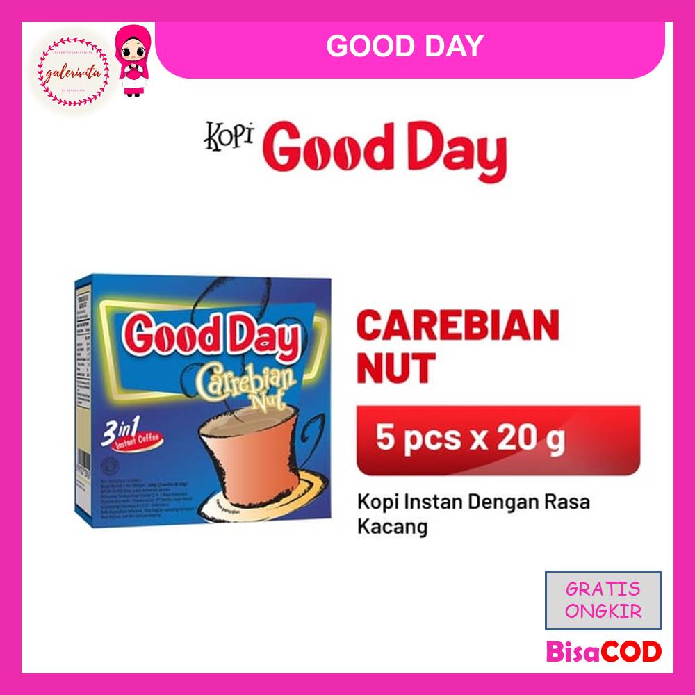 

Good Day Carrebian Nut 1 Dus ( Isi 5 Pcs x 20 Gram )