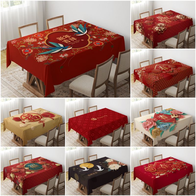 Taplak Meja Premium Print Motif Imlek Sincia CNY Chinese New Year 140x180 dan 140x230 cm