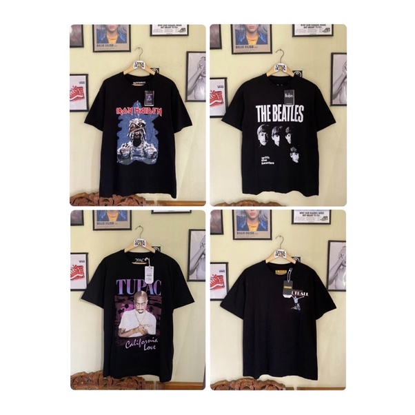 Jual (CH) TSHIRT PULL AND BEAR X IRON MAIDEN / TUPAC / THE BEATLES