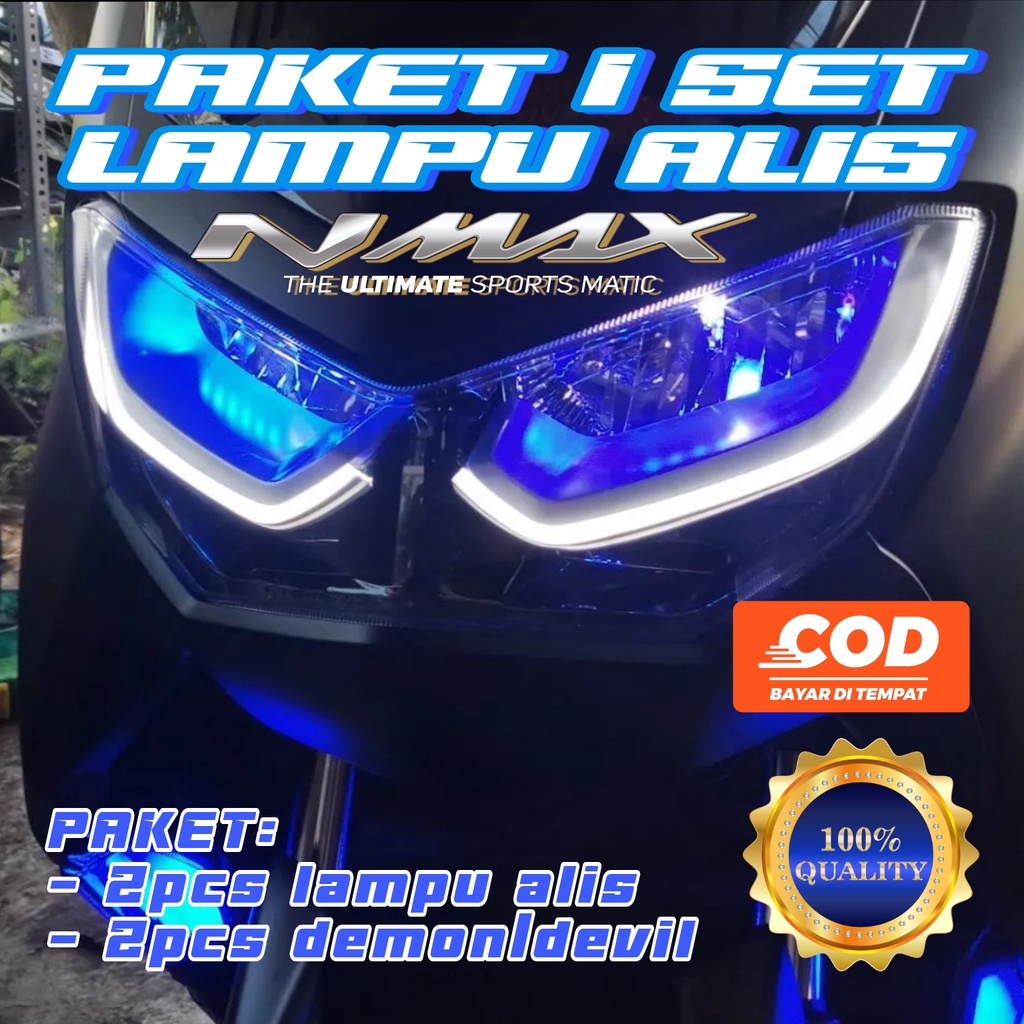 KEYLED LAMPU ALIS NEW NMAX / ALL NEW NMAX 2020 2021 2022 DRL BONUS DEVIL / SEPASANG 30CM BONUS DEMON