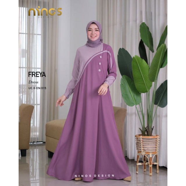 gamis dress casual formal freya ungu lavender cantik keren mewah pesta kondangan simple simpel abaya
