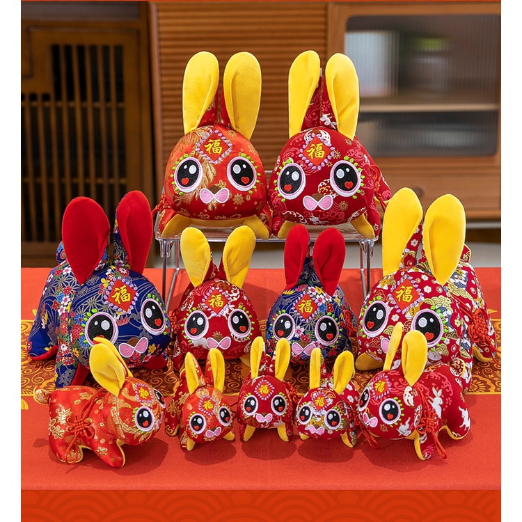 2023kuntum Imlek Kelinci Tahun Baru Bunga Kain Dekorasi Rumah Boneka Mainan Kreatif Gaya Cina Kelinci Hadiah Istimewa Untuk Anak-Anak
