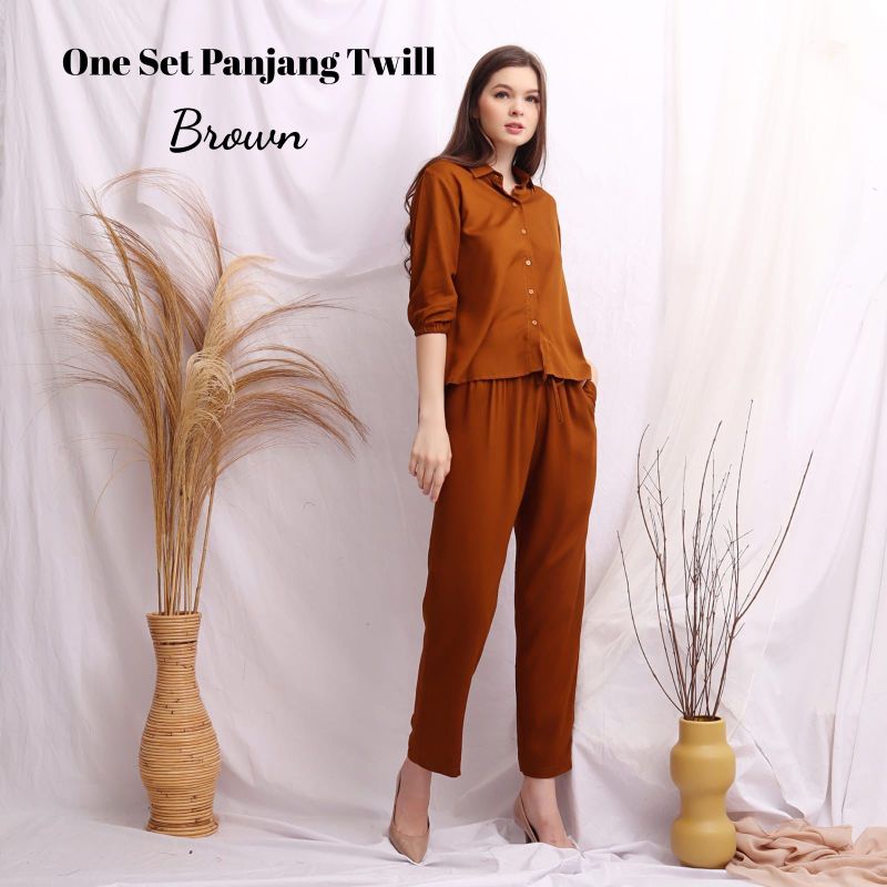 ONE SET/CP KERAH TANGAN/TWILL/HOMEY SET/PIYAMA RAYON/Stelan CP Kerah Tangan 7/8 Twill/amro/amrosleep
