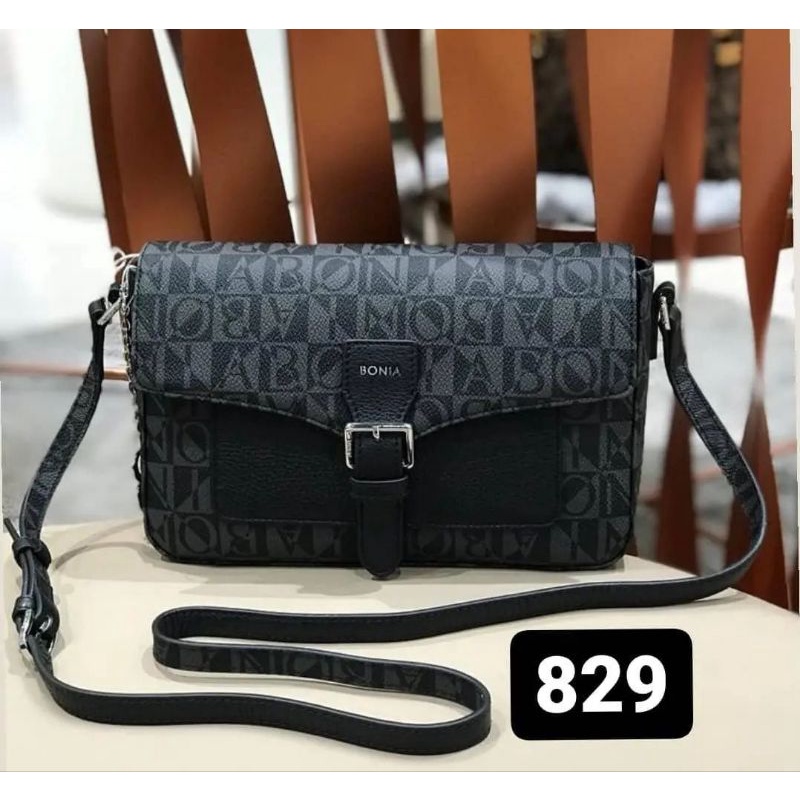 tas bonia original sling bag metis monogram hitam