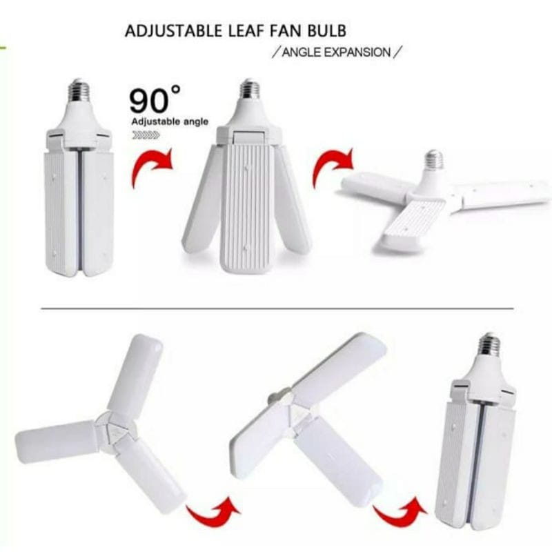 Lampu bohlam lipat mini model daun LED E27 45watt /6500k folding fan mini 3Blade Murah banget