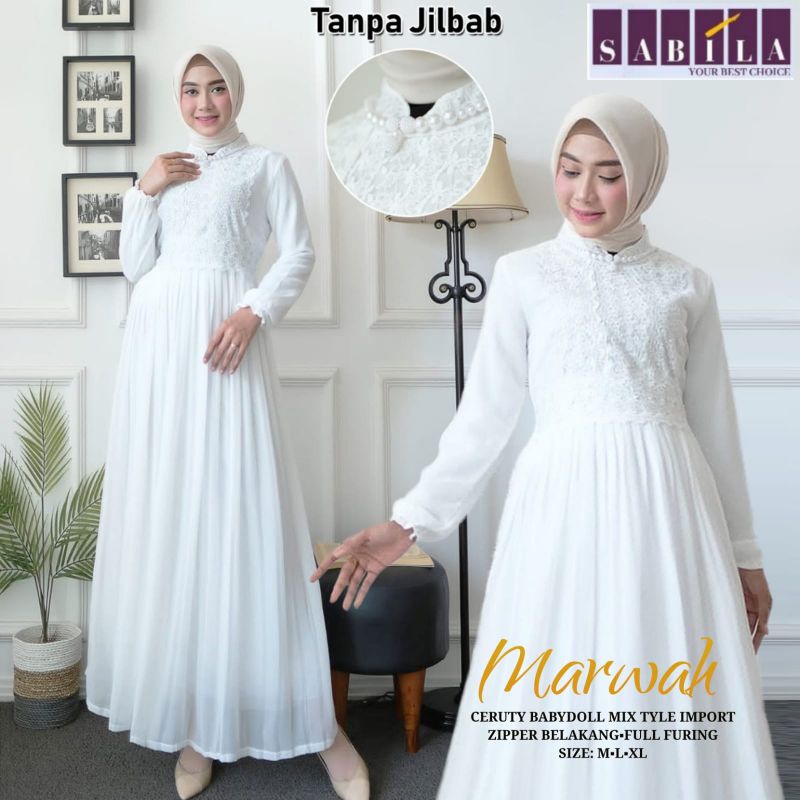 Gamis Brokat Putih ORI Sabila
