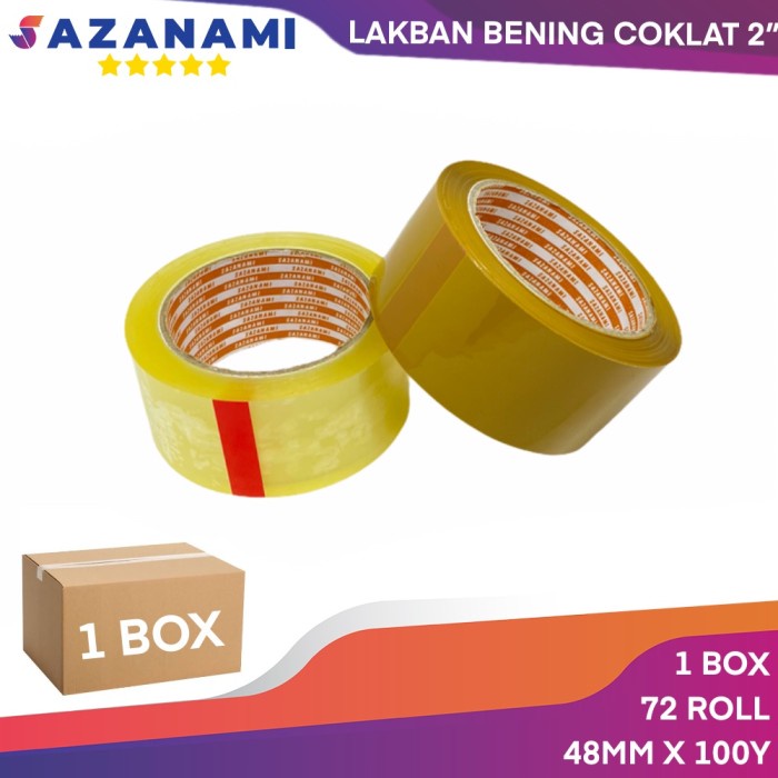 

1 Box Lakban Opp bening 2 Inch x100y sazanami Tape isolasi (gojek) - Cokelat Muda