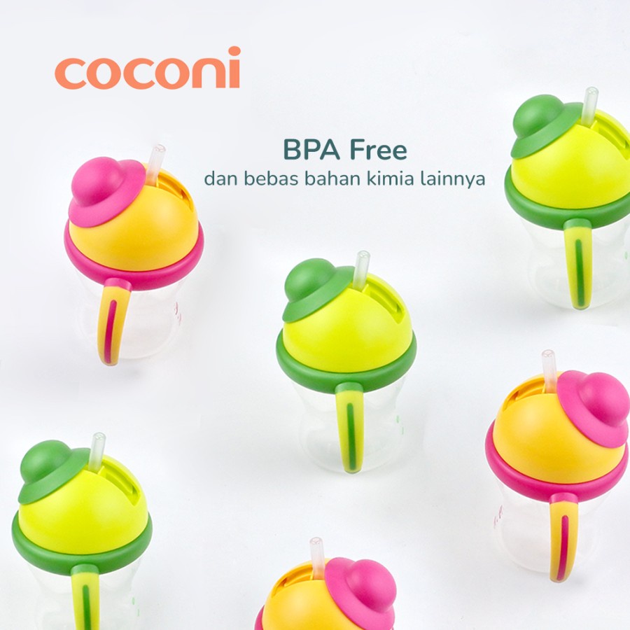 Coconi Sippy Straw Bottle 200ml | Botol Minum Sedotan Anak Bayi PP