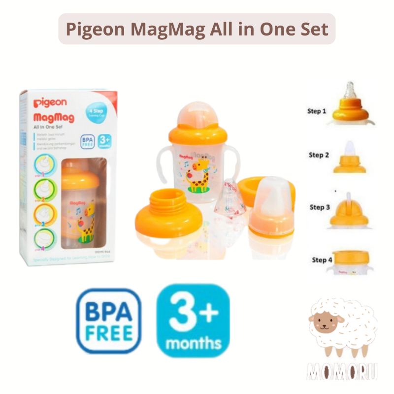 Pigeon Mag Mag Magmag All in One Set Training Cup 4 Step Feeding