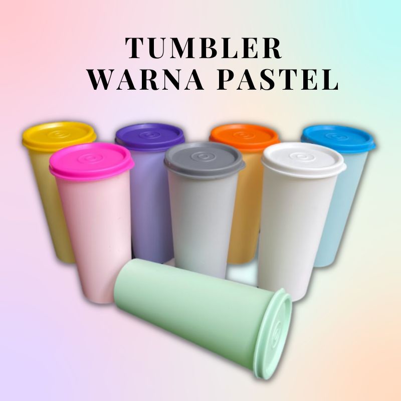 Tumbler Warna Pastel - Botol Minum Plastik - Gelas + Tutup