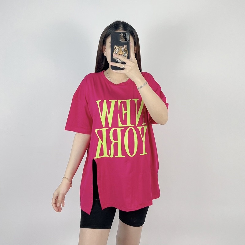 Kaos Oversize Slit NY/ Atasan Jumbo wanita