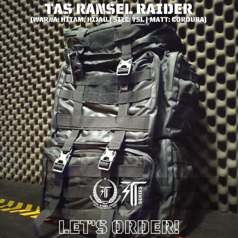 Tas Ransel Raider - Tas Ransel / Punggung Tactical Full Hitam