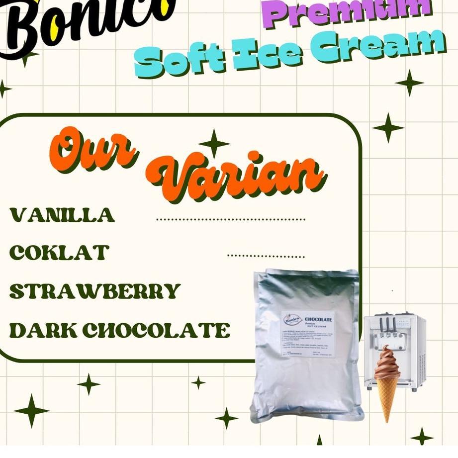 

S-1U㊛) BONICO VANILLA SOFT ICE CREAM POWDER 500gr PREMIUM RESTO bubuk es krim mesin VANILA cone frizco bisa cod
