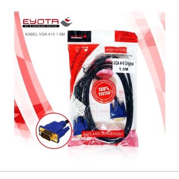 Cable vga eyota 1.5 meter gold plated m-m 1080p FHD for pc cpu laptop - Kabel d-sub 15 pin db15 1.5m male goldplated for monitor projector tv