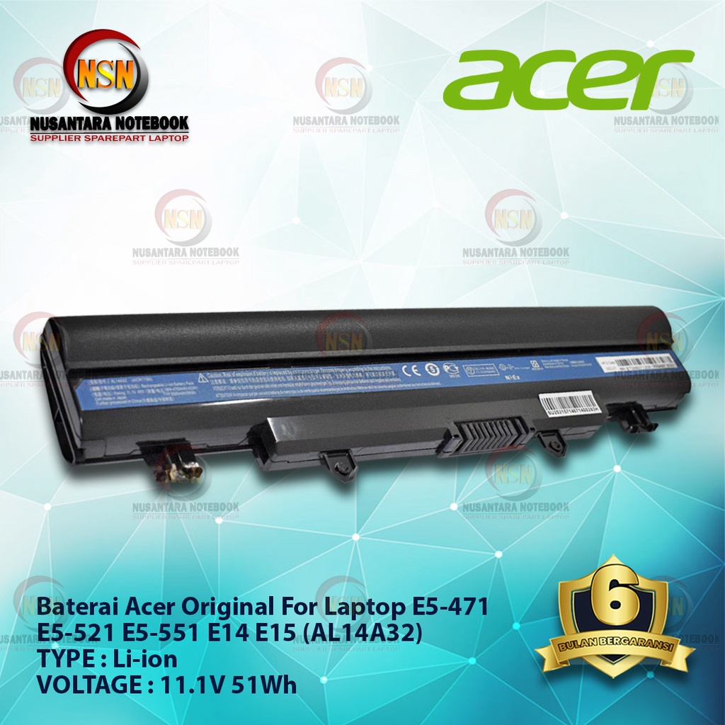 Baterai Original ACER AL14A32 E14 E15 E5-411 421 471 V3-472 V3 V5-572