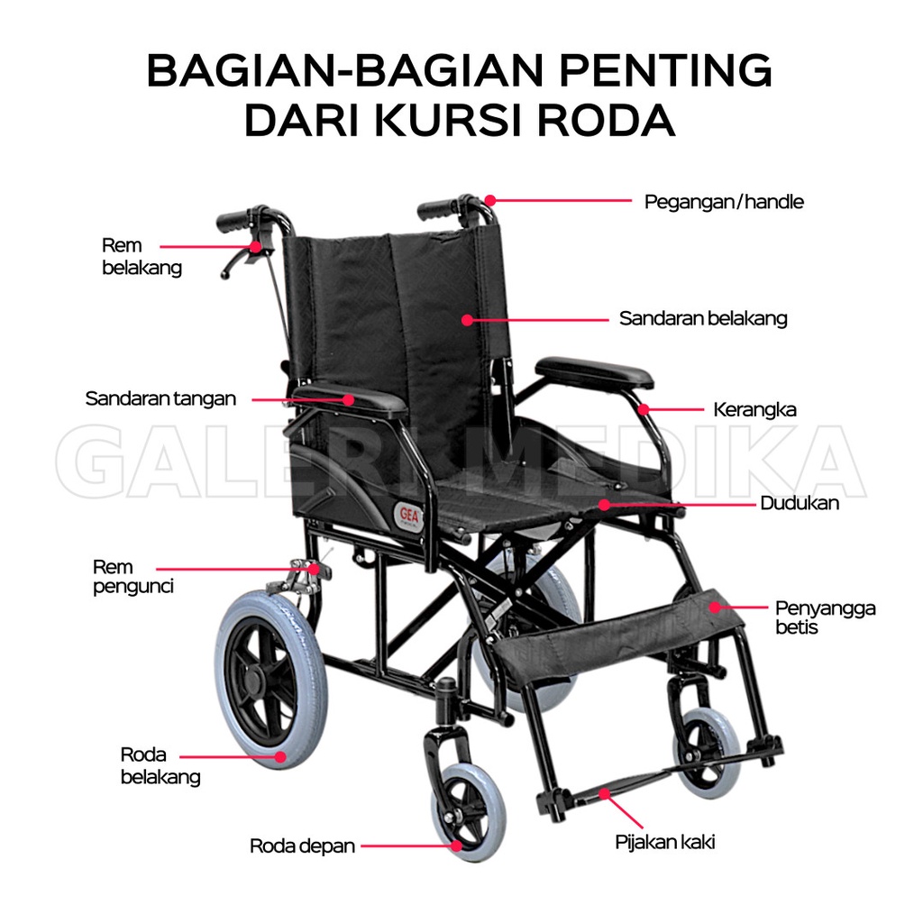 Kursi Roda Travel GEA FS 868 / FS-868 / FS868 - Travel Wheelchair (Khusus GOJEK)