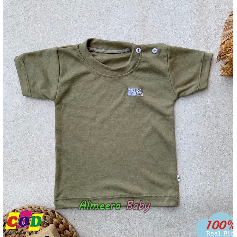 Ukuran S M L XL Isi 3 PCS Baju Bayi Kaos Oblong Lengan Pendek Kancing Pundak Usia 0-18 Bulan Almeera Baby and Kids