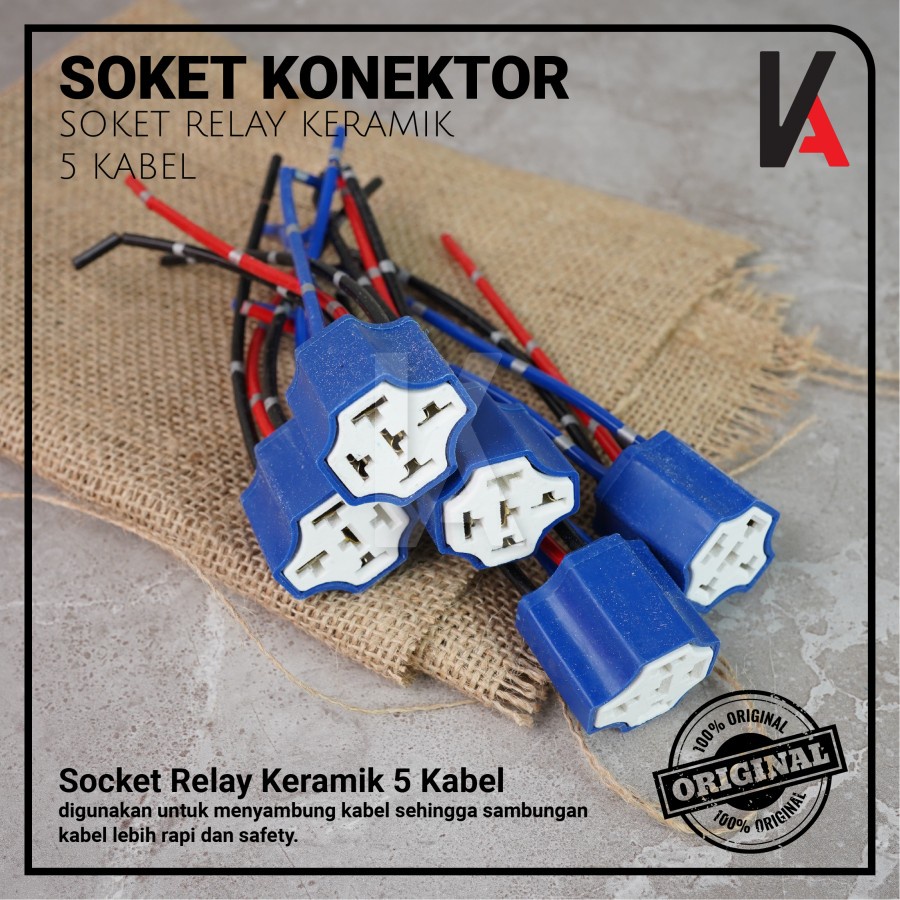 SOKET KABEL RELAY KERAMIK - SOCKET RELAY KLAKSON &amp; LAMPU 5 KABEL BAHAN KERAMIK