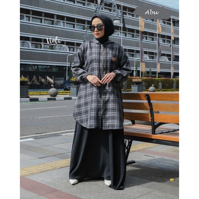 ONE SET GAMIS +OUTHER KOTAK TERBARU 2023 ODELLA DRESS ORI VIOLA HIJAB