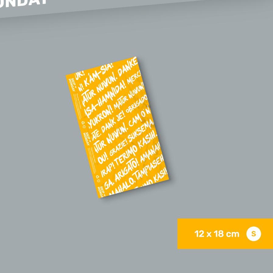 

ゅ Skip Monday "Thank-you" Eco-Mailer 12x18cm (100 lembar) Plastik Polymailer Kemasan Online Shop ィ