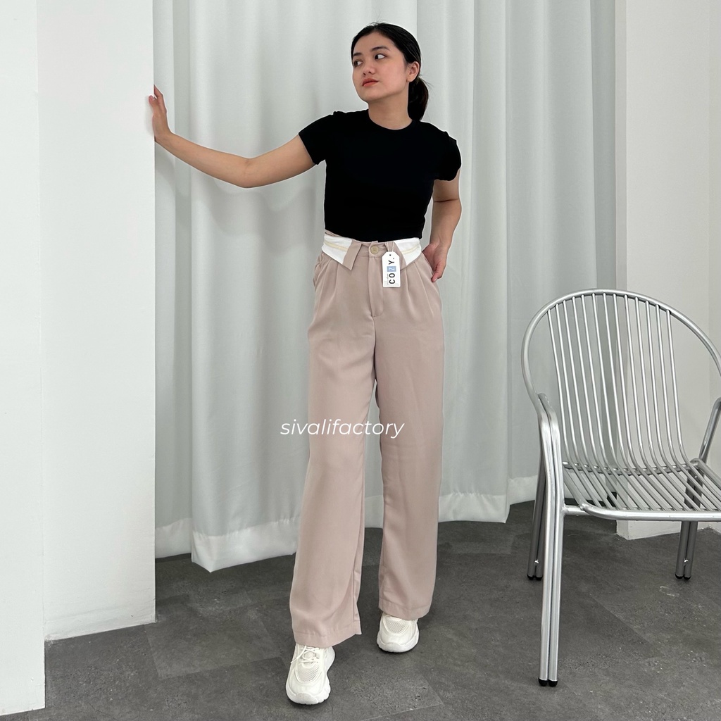 SIVALI Amertha Pants - Cullote Highwaist Loose Pants - Trousers Pants - Celana Panjang Wanita