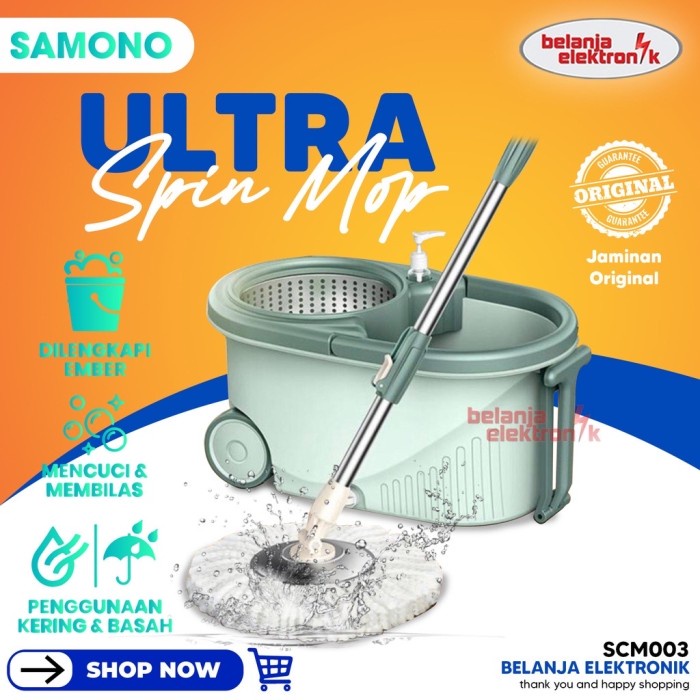 Samono Pel Lantai Alat Pel Lantai Spin Mob Praktis Plastik Kuat Premiu #Original